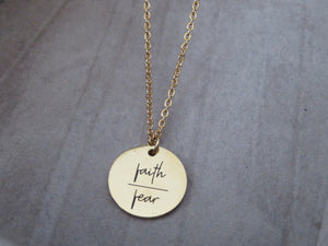 Faith over Fear Pendant Necklace - Gold