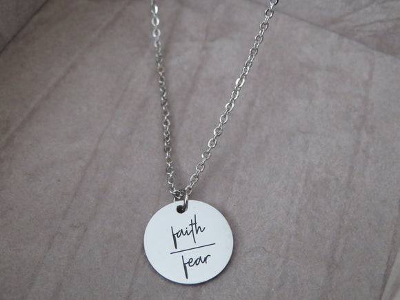 Faith over Fear Pendant Necklace - Silver